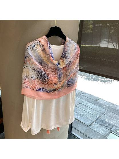 Scarvii - Abstract Print Open Front Shawl Scarf