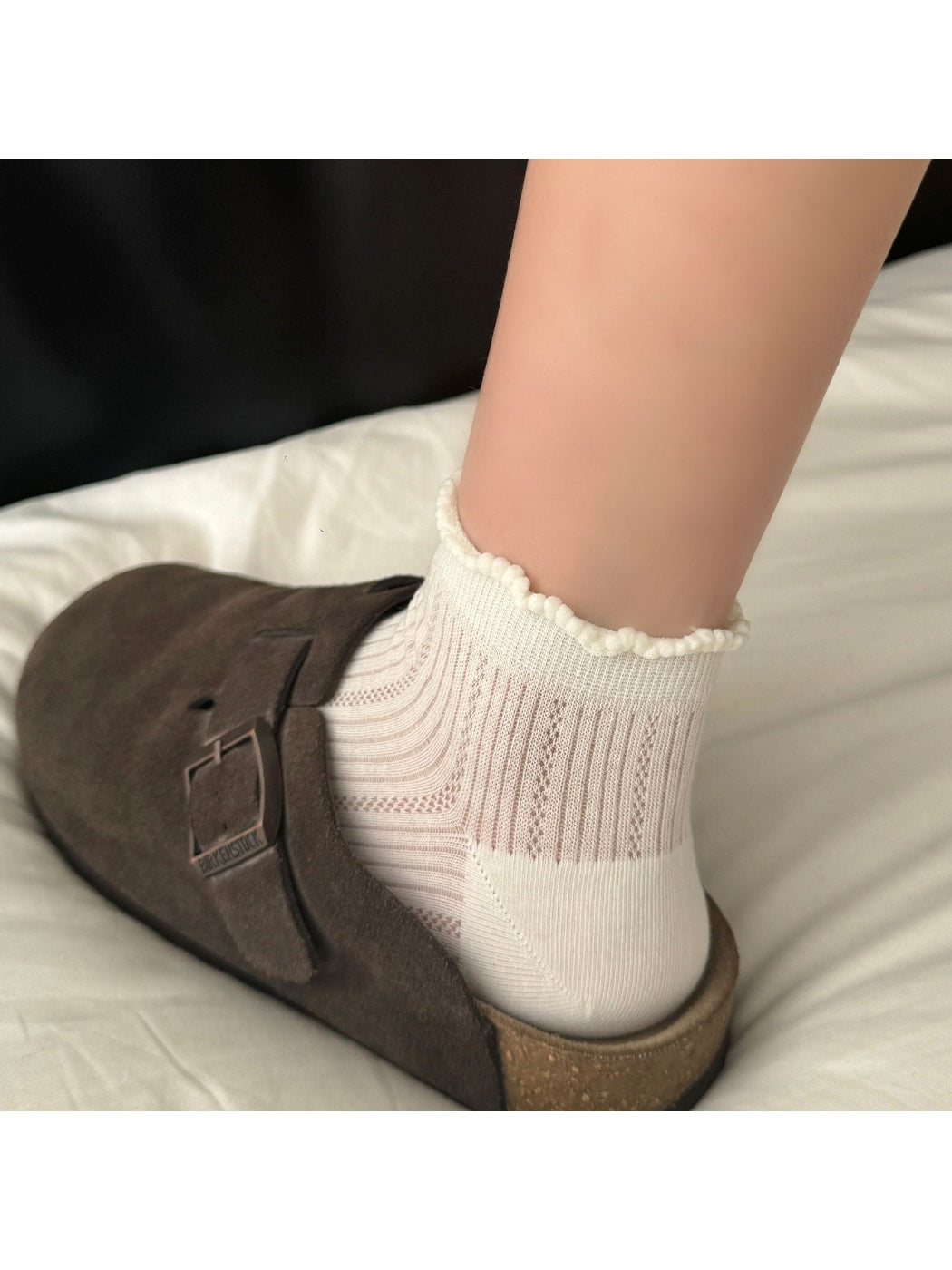 Rufia - Women's Ruffle Cuff Casual Mesh Socks
