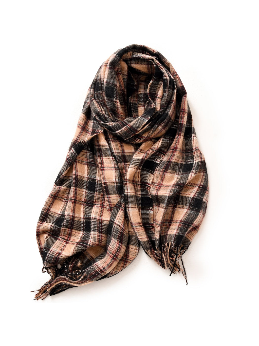 Scarvii - Classic Checked Fringed Winter Scarf