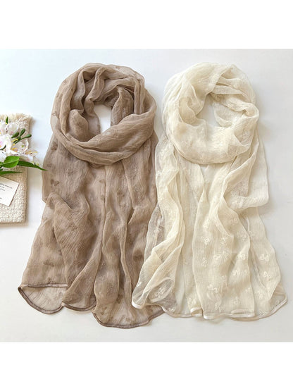 Scarvii - Bow Textured Long Wrap Fashion Scarf