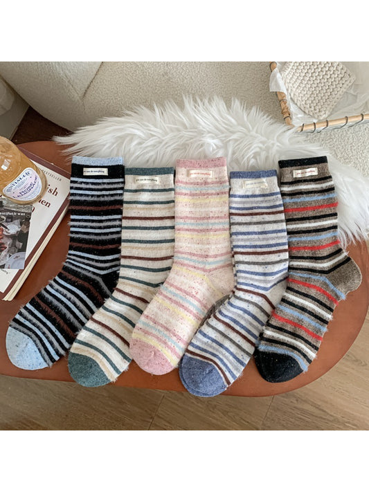 Rufia - Cozy Striped Fuzzy Crew Socks