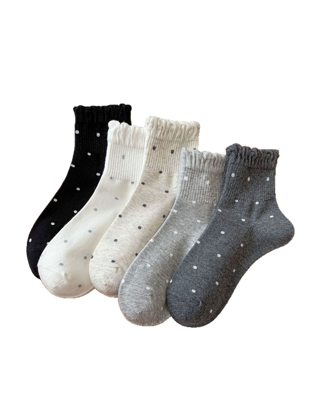 Rufia - Scalloped Cuff Polka Dot Ankle Socks