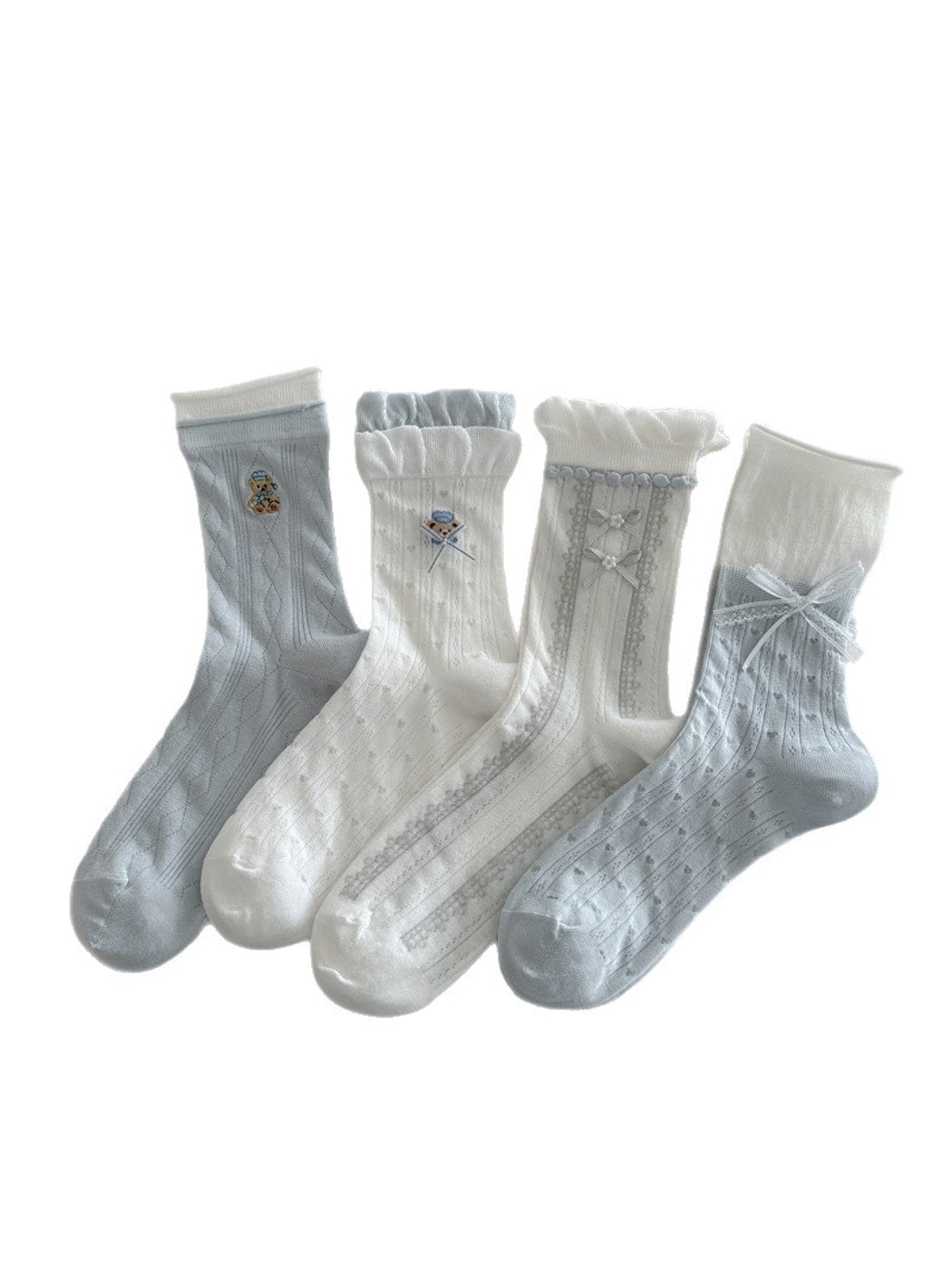 Rufia - Cute Bear and Bow Women's Crew Socks