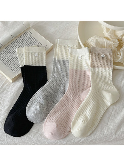 Rufia - Waffle Knit Button Detail Crew Socks product image 2