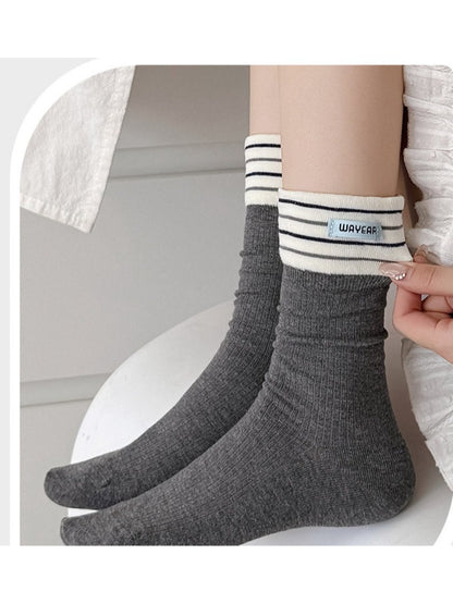 Rufia - Striped Cuff Crew Socks