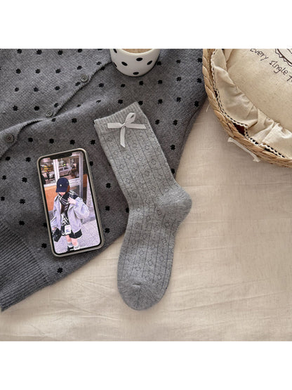 Rufia - Lace Bow Ribbed Socks
