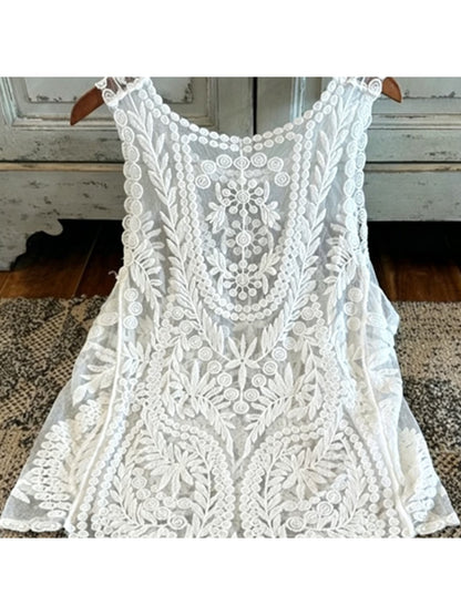 Crosa - Elegant Hollow Out Beach Lace Vest