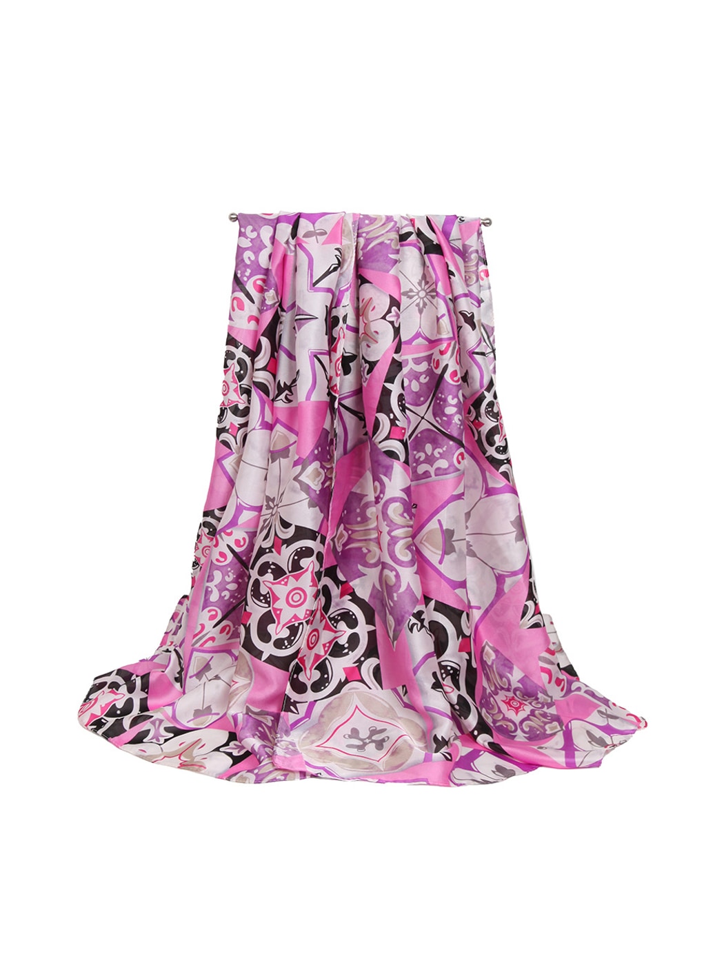 Scarvii - Elegant Colorblock Floral Printed Scarf