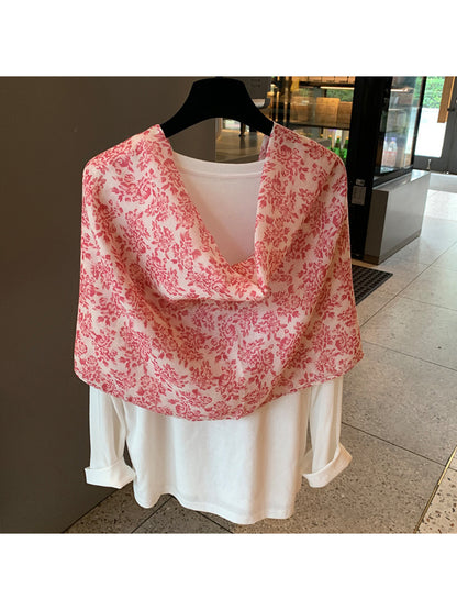 Scarvii - Floral Fringed Trim Scarf