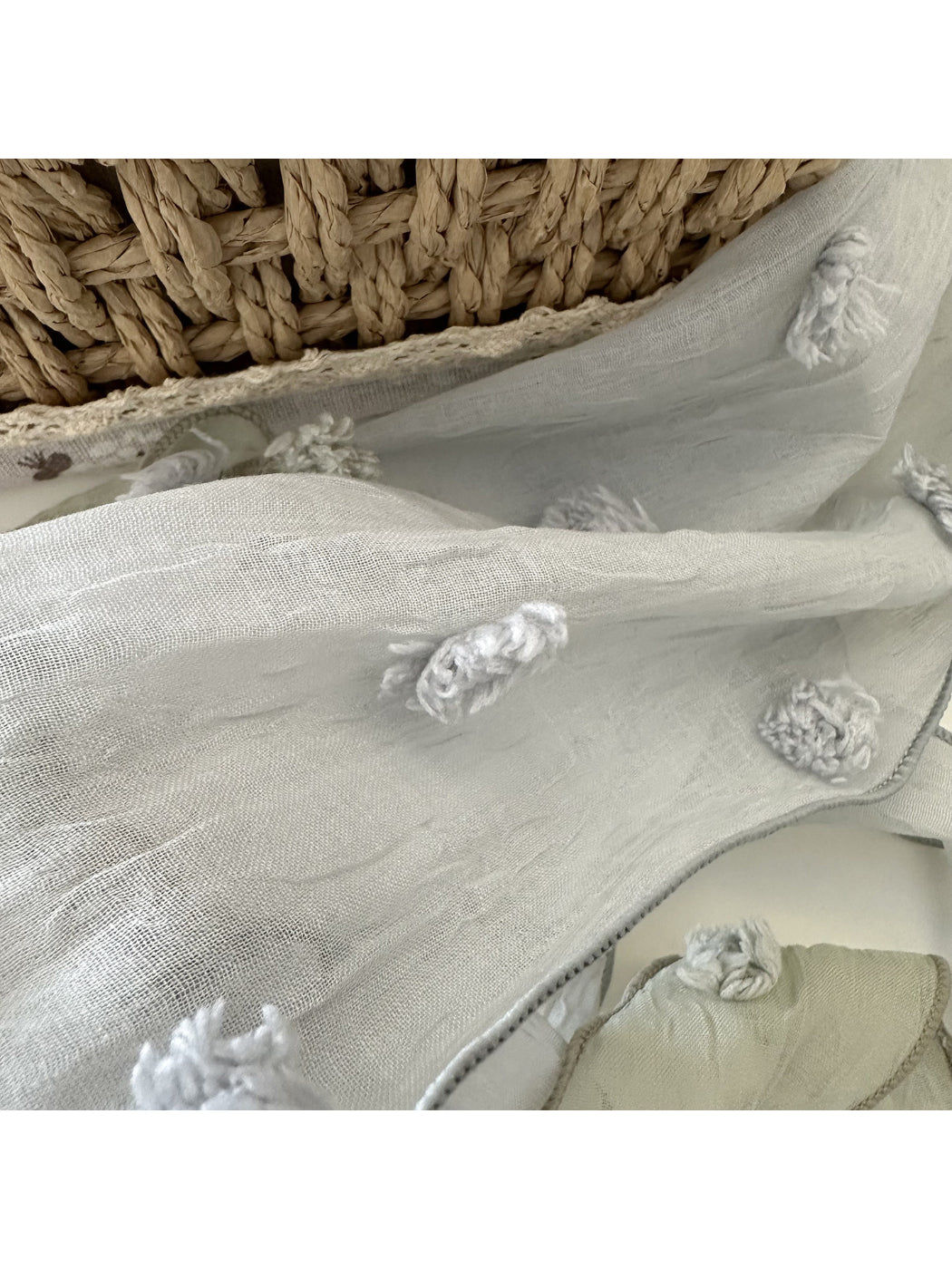 Scarvii - Pom Pom Sheer Triangle Scarf