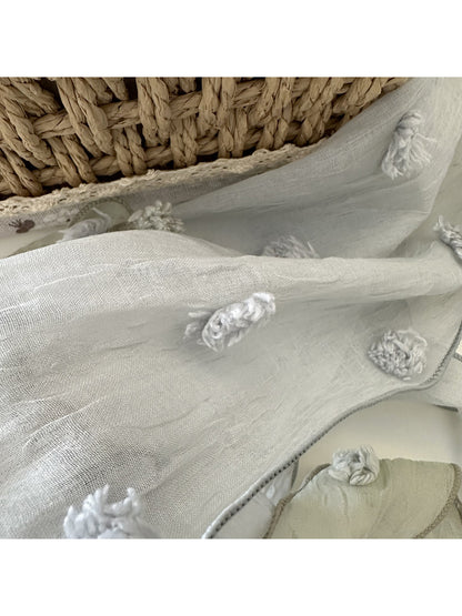 Scarvii - Pom Pom Sheer Triangle Scarf