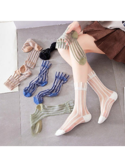 Rufia Sheer Stripe Panel Crew Socks first product image