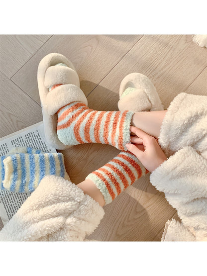 Rufia - Sweet Plush Striped Crew Socks