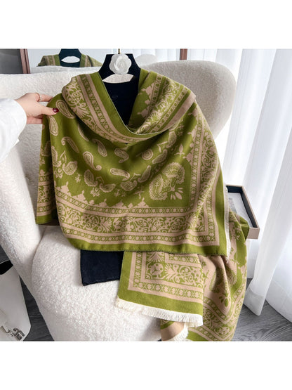 Scarvii - Boho Paisley Border Knit Scarf