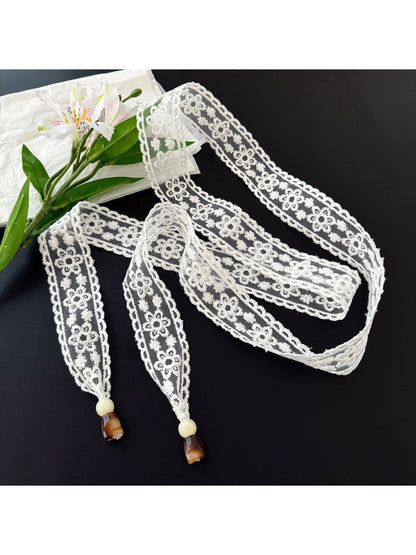 Scarvii - Romantic Floral Lace Long Narrow Scarf