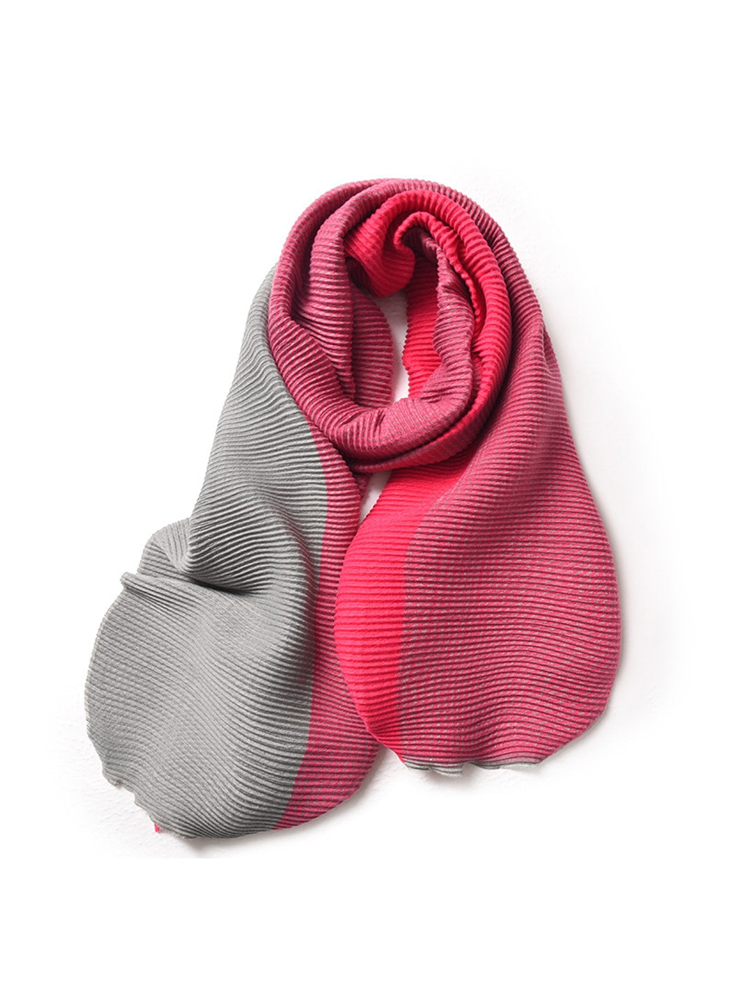 Scarvii - Double-Sided Crinkle Colorblock Long Scarf