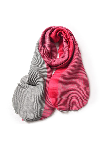 Scarvii - Double-Sided Crinkle Colorblock Long Scarf