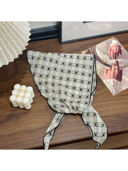 Scarvii - Polka Dot Check Rolled Edge Triangle Bandana