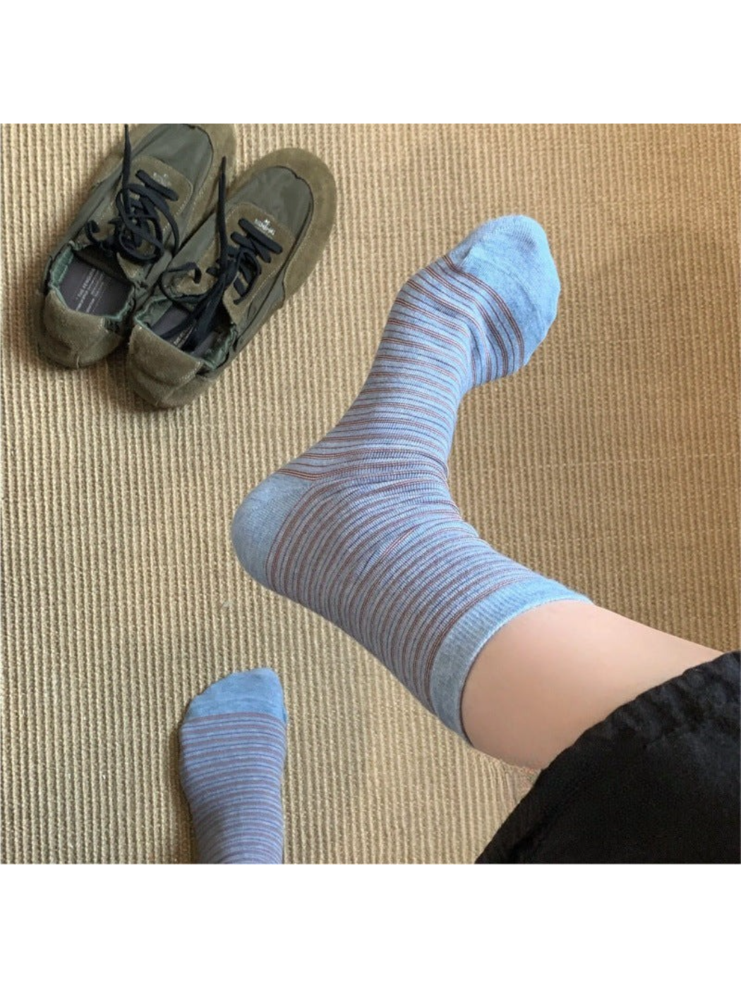 Rufia - Fine-Stripe Ribbed-Cuff Crew Socks