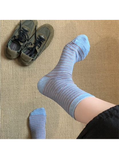 Rufia - Fine-Stripe Ribbed-Cuff Crew Socks