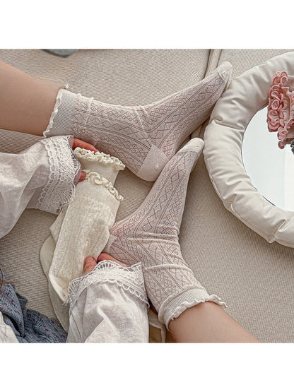 Rufia - Romantic Lace Texture Sheer Crew Socks product image 3