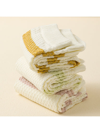 Rufia - Simple Style Candy Color Stripe Casual Crew Socks
