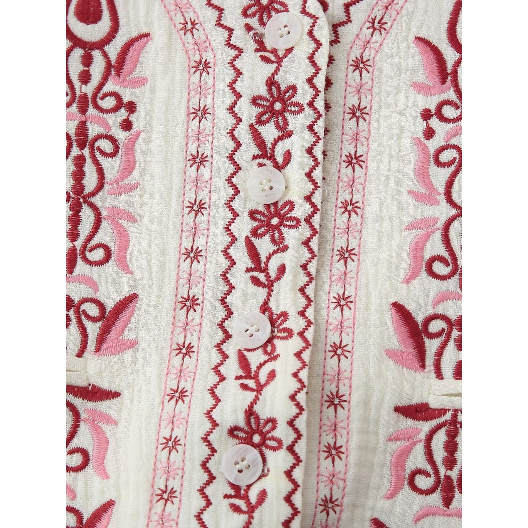 Crosa - Embroidered V-Neck Top – Classic & Versatile