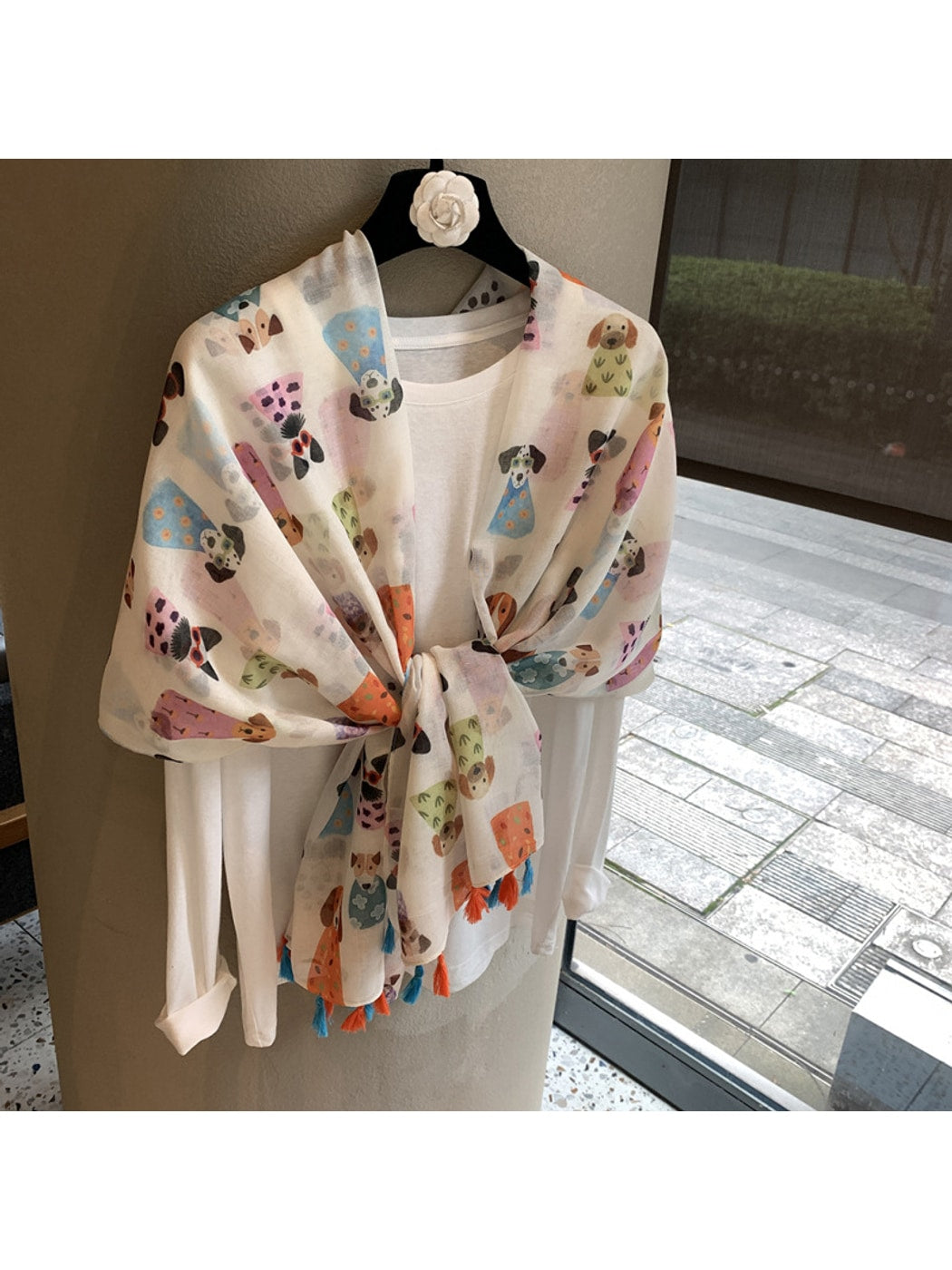 Scarvii - Playful Dog Print Shawl Scarf