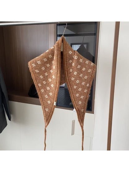 Scarvii - Mini Floral Triangle Knit Scarf