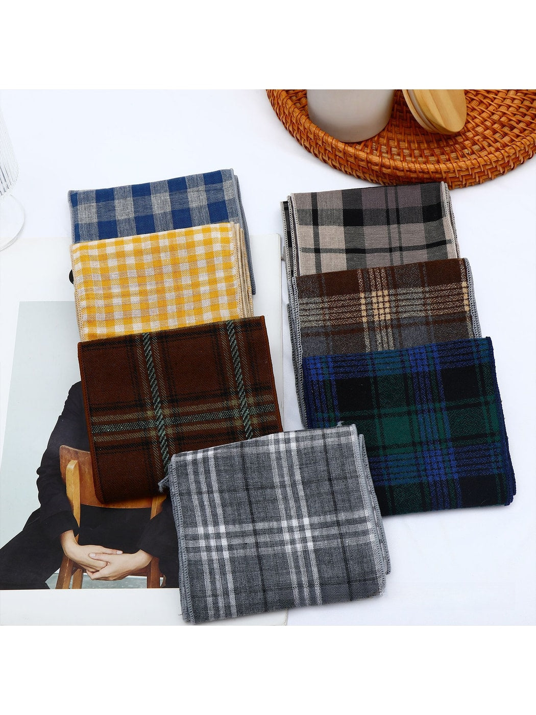 Scarvii - Vintage Plaid Check Pattern Long Scarf