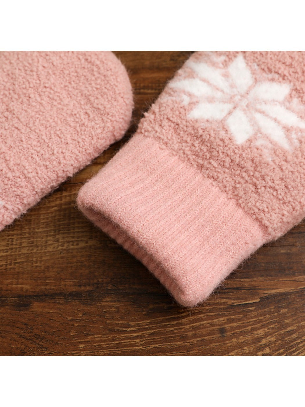 Gloving - Women's Winter Plush Mittens with Snowflake