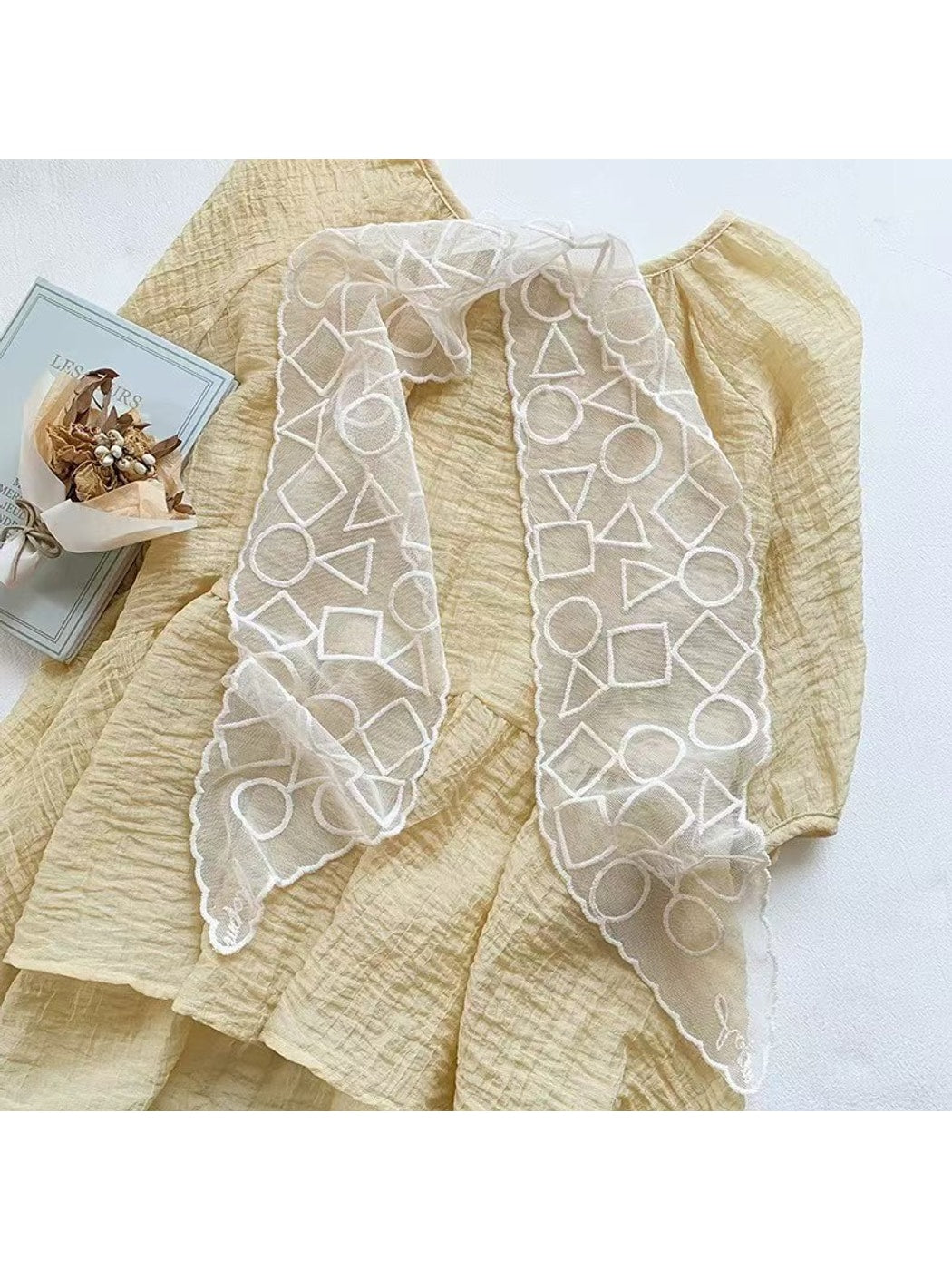 Scarvii - Embroidered Geometric Lace Scarf