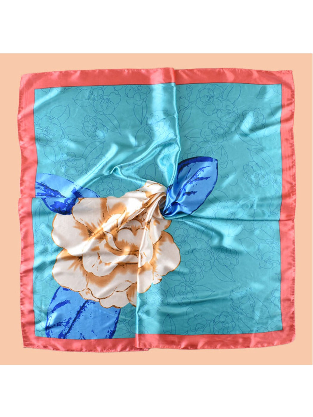 Scarvii - Square Scarf with Elegant Camellia Print