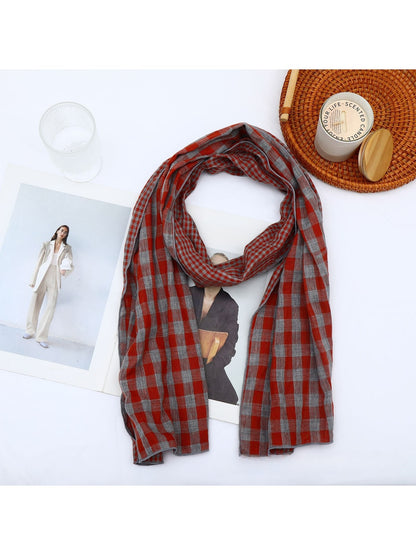 Scarvii - Retro Plaid Geometric Long Rectangle Scarf