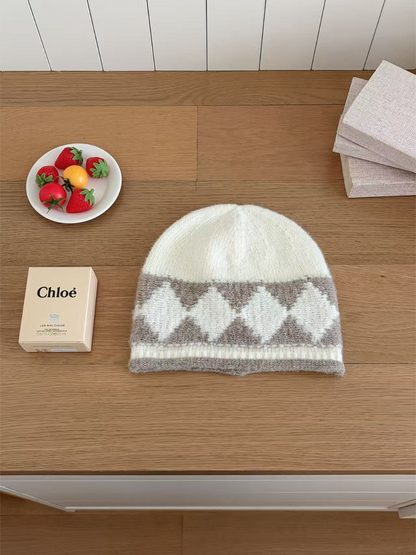 Haila - Argyle Pattern Knit Beanie