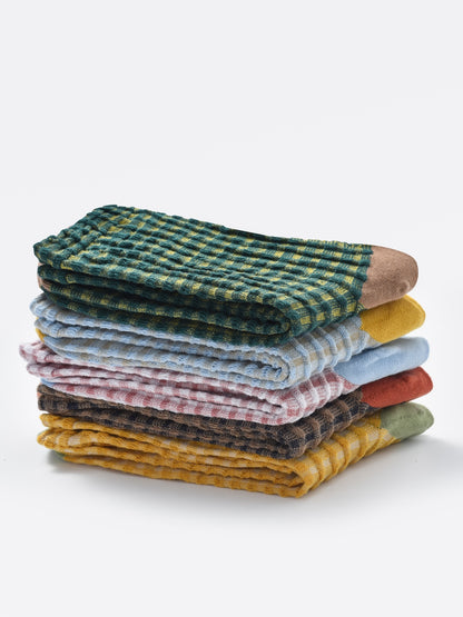 Rufia - Textured Check Knit Crew Socks