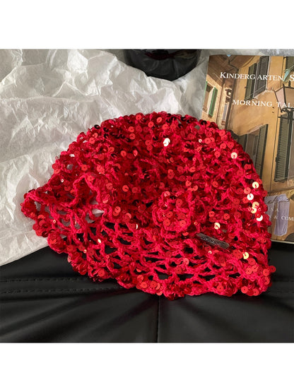 Haila - Foldable Openwork Floral Brimless Hat