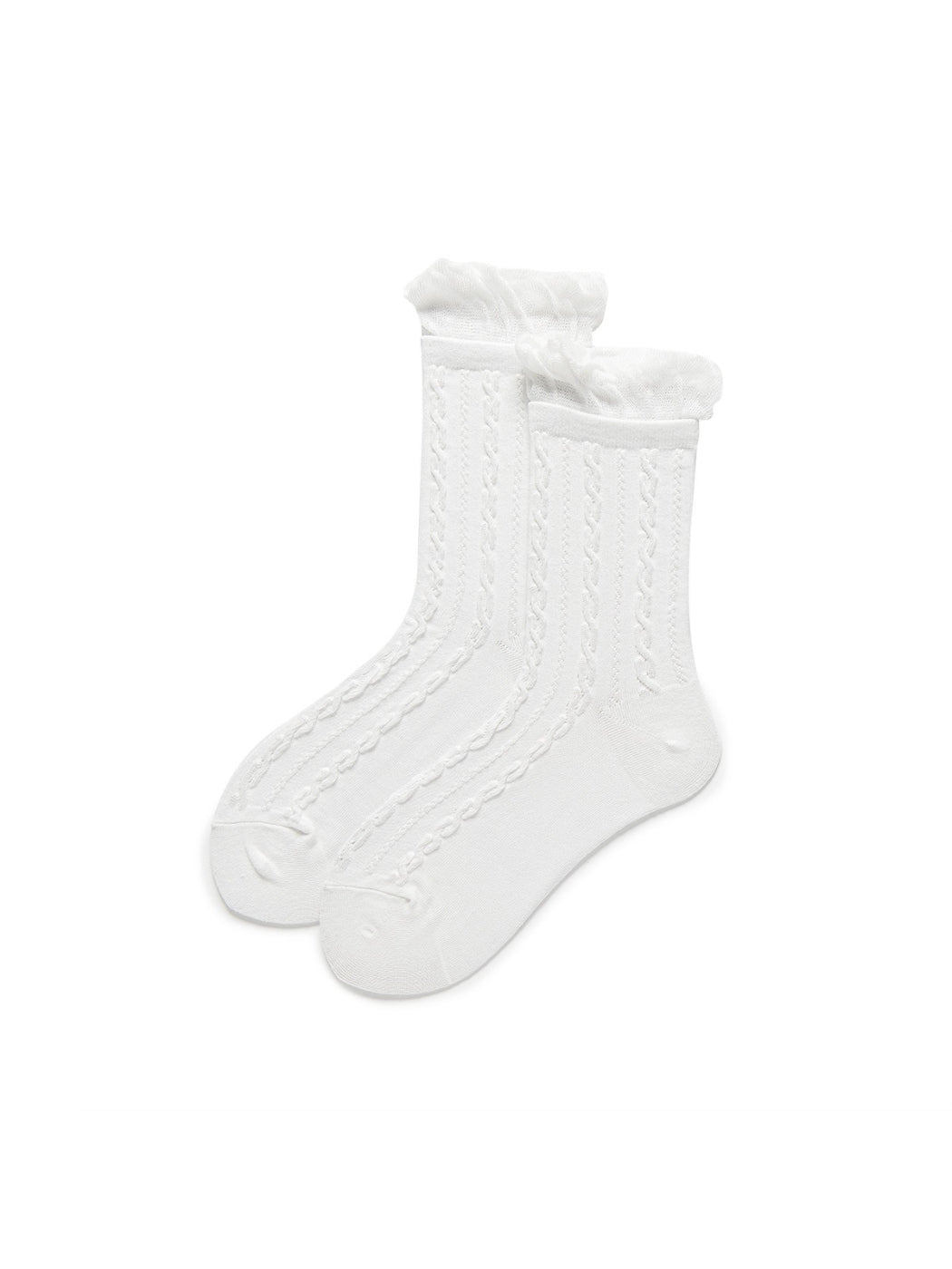 Rufia - Cable Knit Frill Cuff Crew Socks