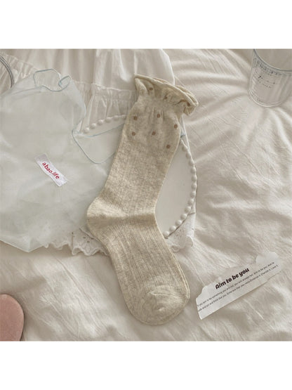Rufia - Dotted Rib Knit Crew Socks
