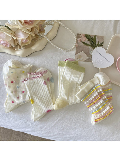 Rufia - Pastel Candy Dot and Stripe Crew Socks