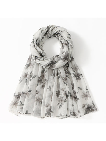 Scarvii - Floral Voile Print Scarf Shawl Beach Wrap