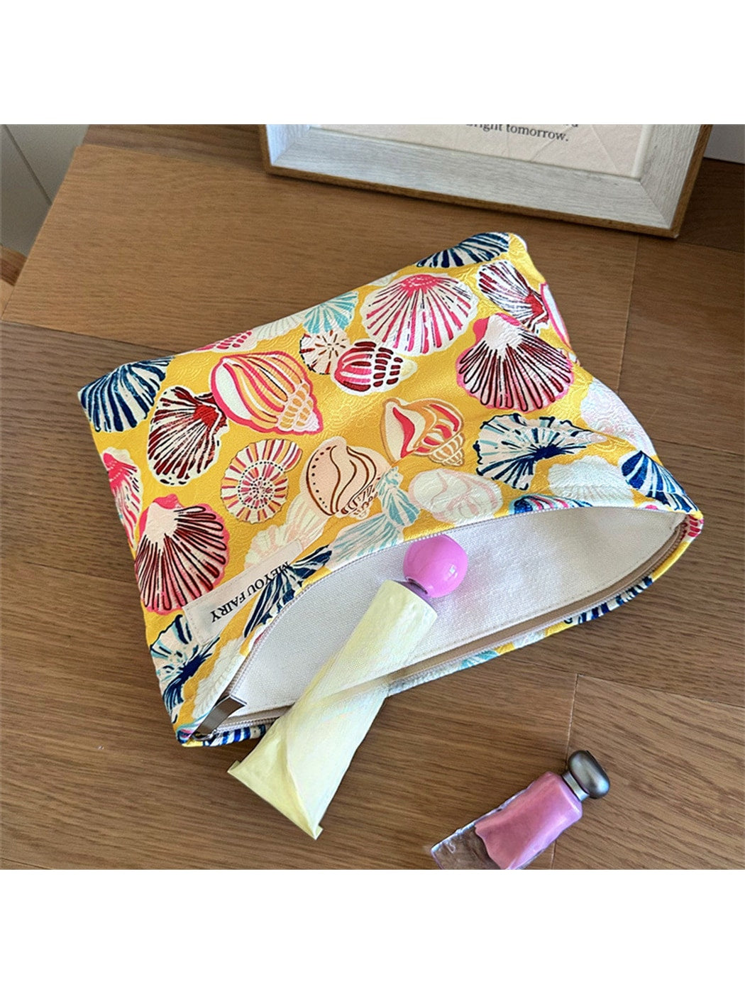 Cosbai - Zippered Cartoon Print Cosmetic Organizer Bag