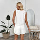 Troposa - Boho White Embroidered Lounge Top and Short Set