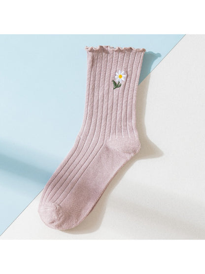 Rufia - Floral Daisy Detail Soft Ribbed Crew Socks product image 5