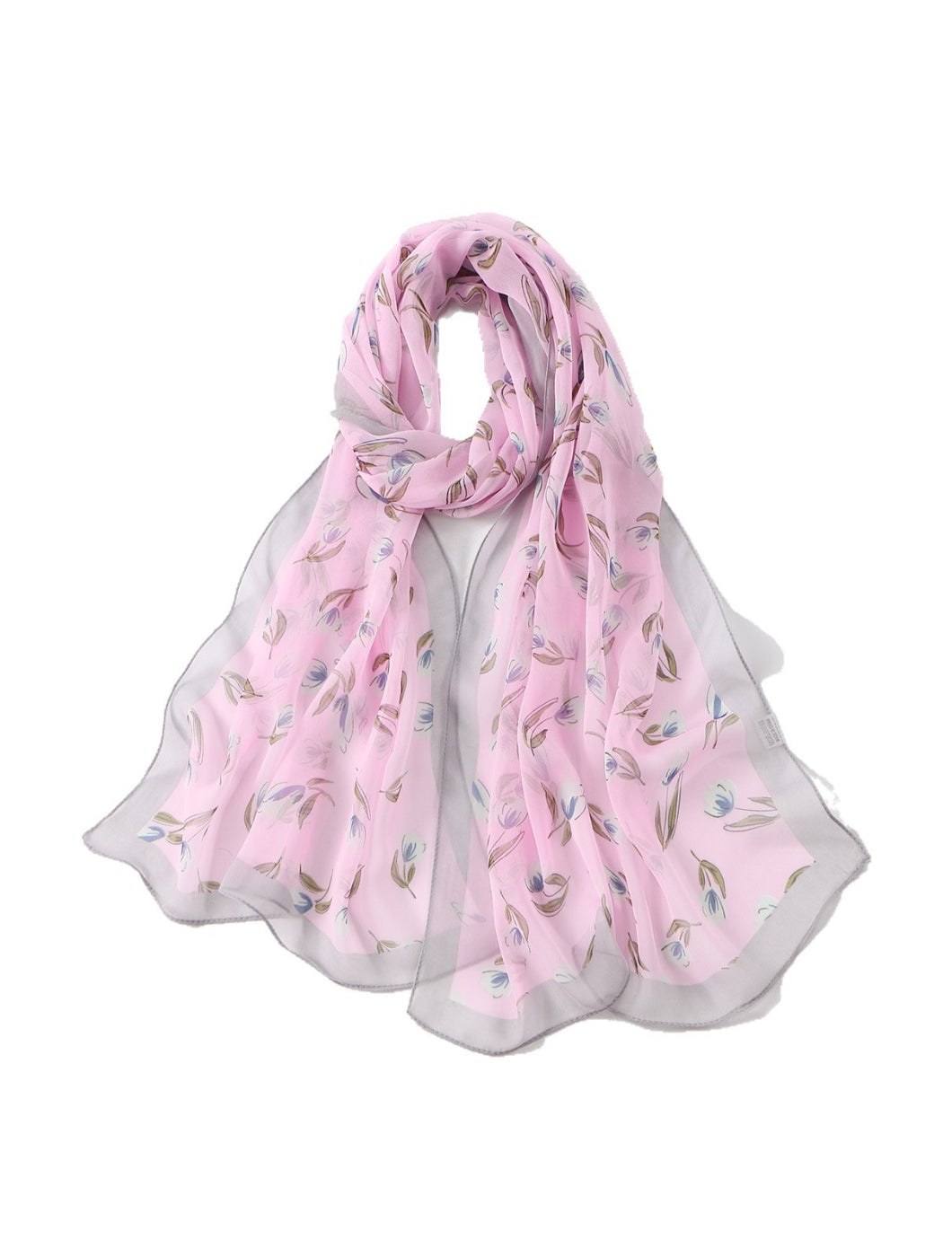 Scarvii - Soft Tulip Floral Print Lightweight Scarf