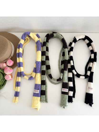 Scarvii - Soft Striped Knit Narrow Scarf