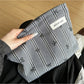 Cosbai gingham bow makeup pouch with black and white check design