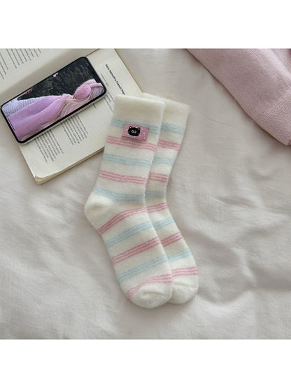 Rufia - Playful Cartoon Print Plush Crew Socks