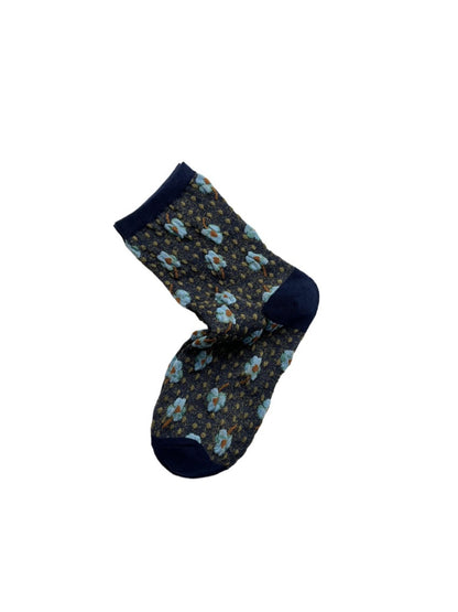 Rufia - Floral Embossed Bohemian Mid-Crew Socks