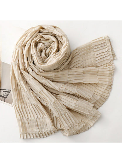 Scarvii - Textured Pleated Finish Long Scarf